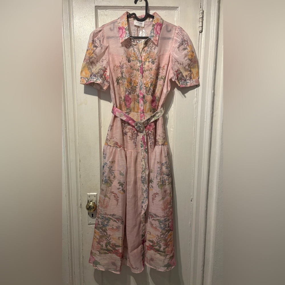 Elegant Pink Floral Midi Dress